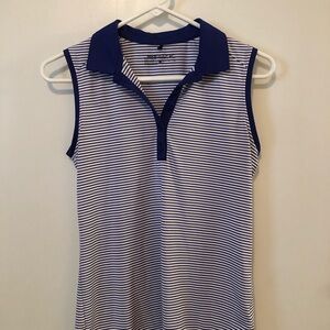 Nike Golf White and Blue Sleeveless Polo Tank Top